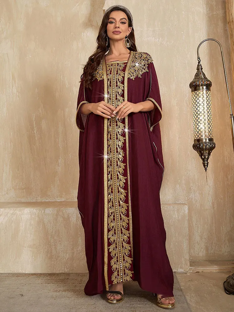 فساتين نسائية من TOLEEN بطول الأرض فستان نسائي عبر الحدود ملصق أمازون بأكمام خفافيش فستان فضفاض في الشرق الأوسط طقم مكون من قطعتين #4