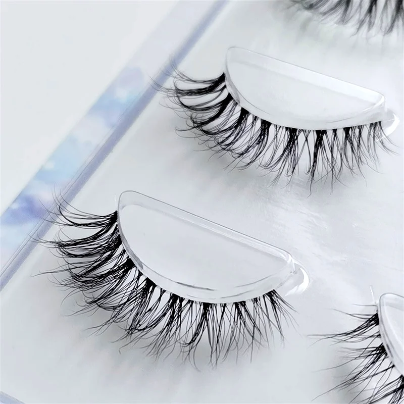 NEW 3pair Mink Eyelashes Clear Band Eye Lashes Crisscross Transparent Band False Eyelashes Handmade Dramatic Lashes Upper Lash