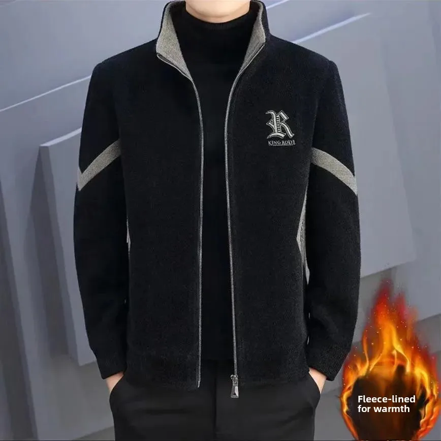 

Men's Woolen Jacket Autumn Winter Casual Stylish Korean Version Warm Thickened Coat Regular Length Rabbit Fur 100%