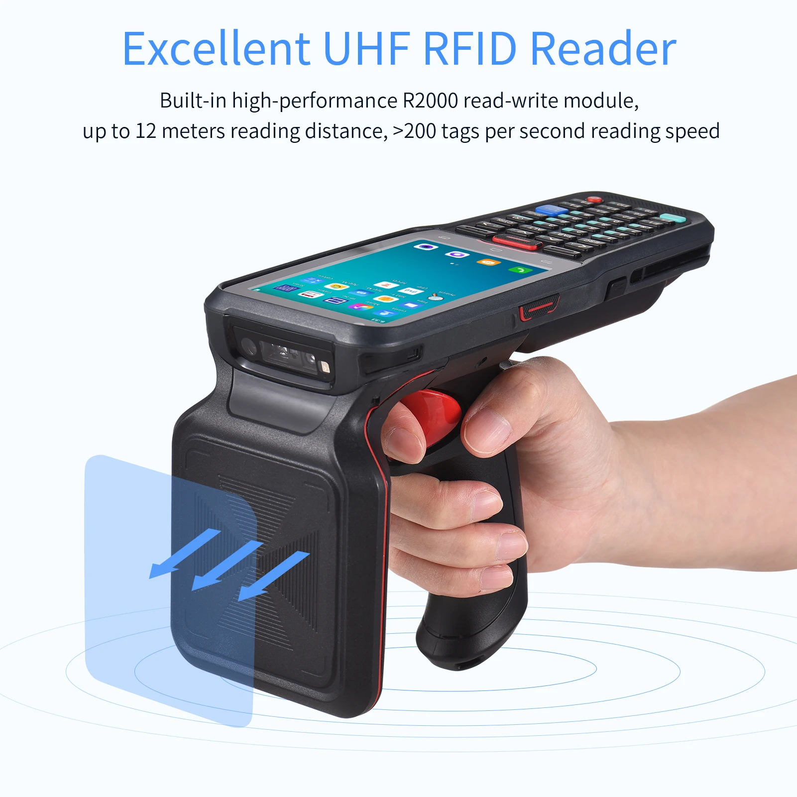 UHF RFID 안드로이드 10 휴대용 단말기, 견고한 PDA 2D N5703, 하니웰 바코드 스캐너, 장거리 독서, UHF R2000