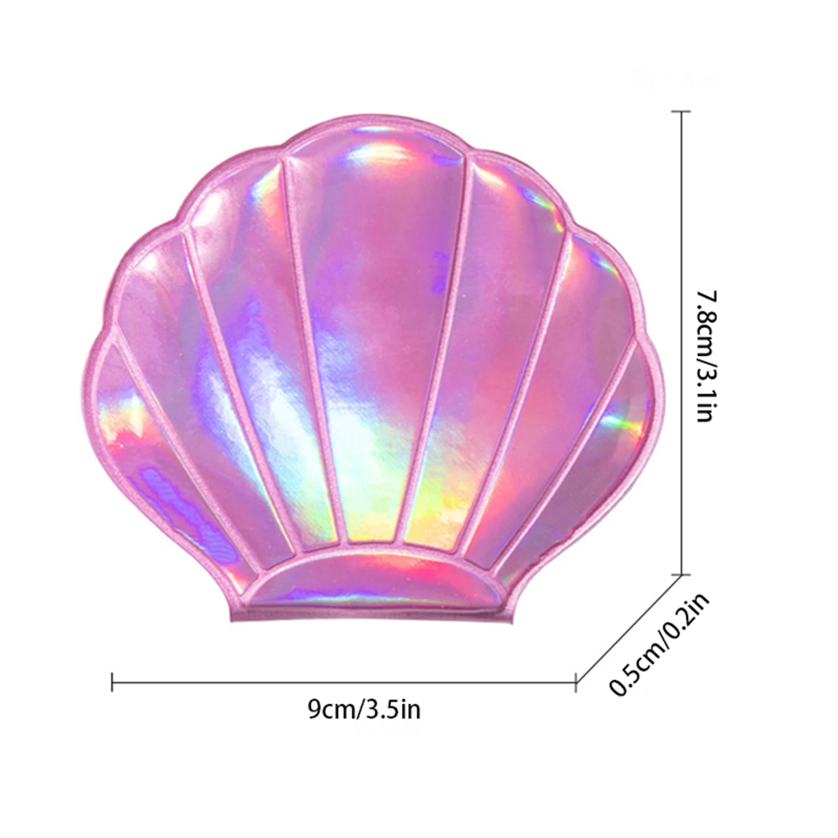 กระจกแต่งหน้าพกพาสองด้าน ลายเปลือกหอยวิ้งวับสีสันแฟนตาซี รุ่นนางเงือก ขยาย 2x/1x