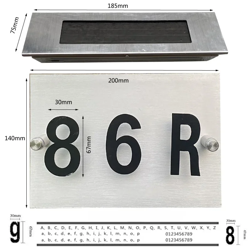 LED Solar Light Control DIY Customized Modern House Address Sign Custom Plaque Door Number Signs Name Plates Acrylic