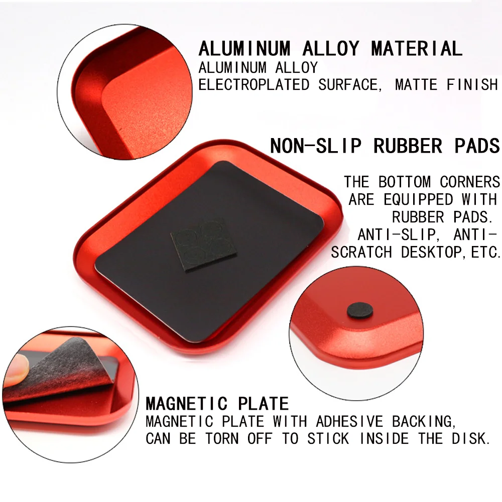 자석 패드가 있는 RC 나사 트레이, 알루미늄 자석 나사 트레이, RC 항공기, 자동차, 보트 수리 도구용 보관 플레이트