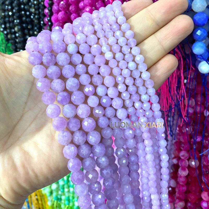 6 8 10mm Facettierte Runde Naturstein Lavendel Chalcedon Lose Zwischenperlen für Schmuckherstellung DIY Armband Anhänger Zubehör – Detail 10
