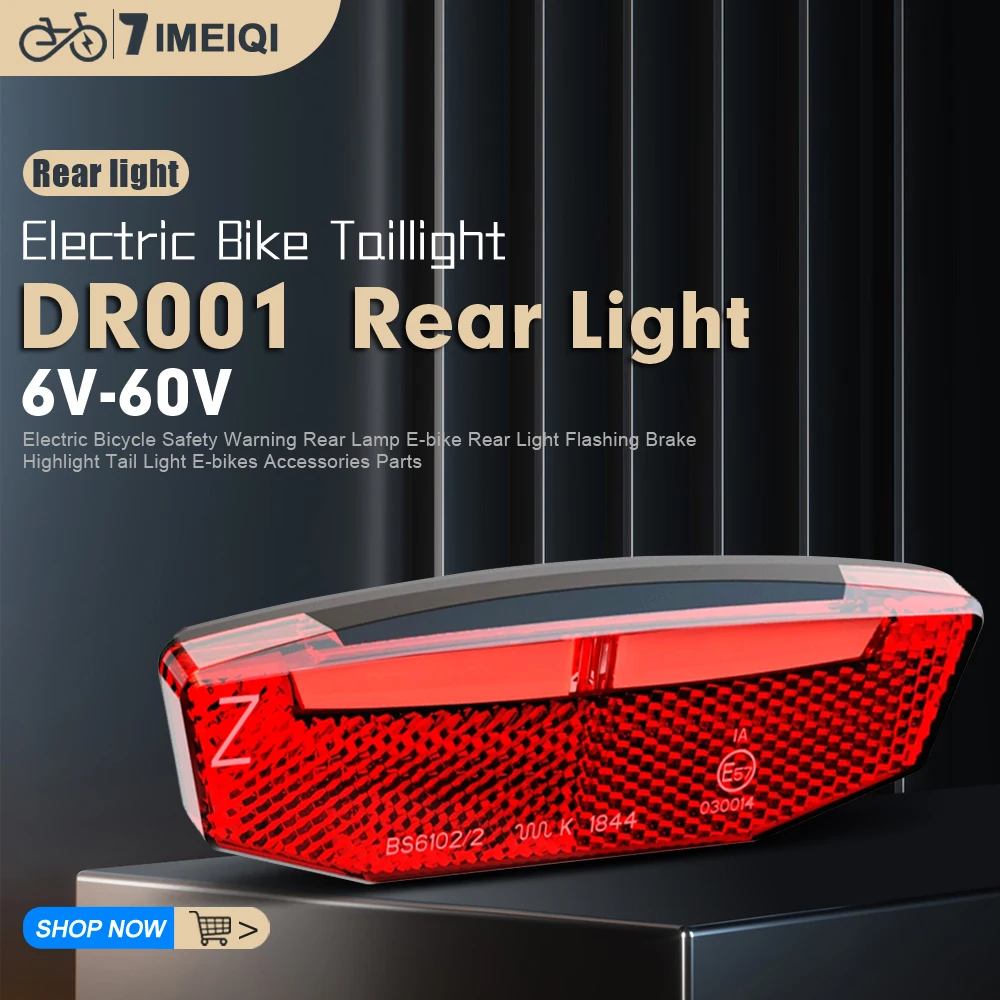 

36V/48V Ebike Rear Light LED Safety Warning Rear Lamp DR001 E-scooter Electric Bicycle Tail Light Riding Energy Saving Taillight