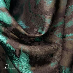 Brown-green river ripple pattern, three-dimensional relief texture, autumn and winter jacket, jacquard, handmade designer fabric