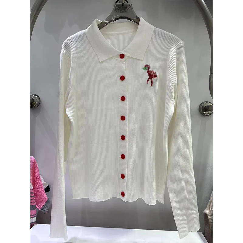 Autumn Winter New Women Solid Knitted Cardigan Chic Single Breasted Elasticity Fashion Sweaters Chic Embroidery Tops Knitwear