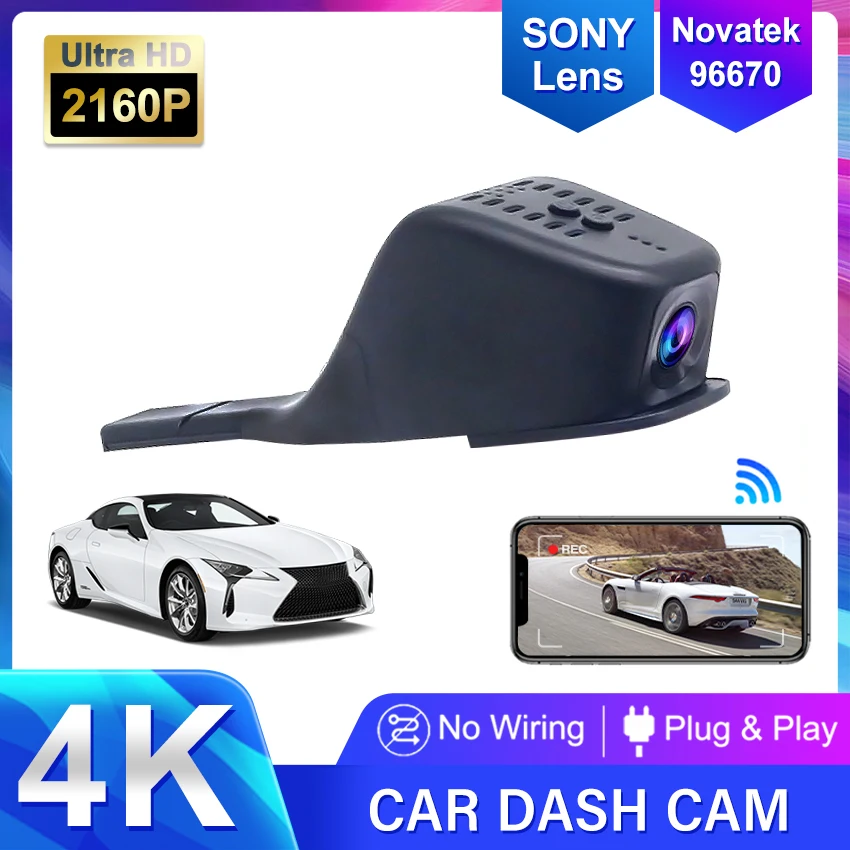 Car DVR Video Recorder Dash Cam Camera Universal For Toyota For Lexus For Chevrolet For Infiniti For Hyundai, 4K 2160P DashCam