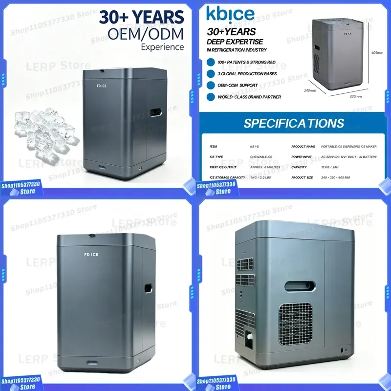 2026 New15kg/24h Portable Ice Making Machine Self-Cleaning Nugget Ice Maker for Home Bar Built-in Battery 6 Minutes Chewable