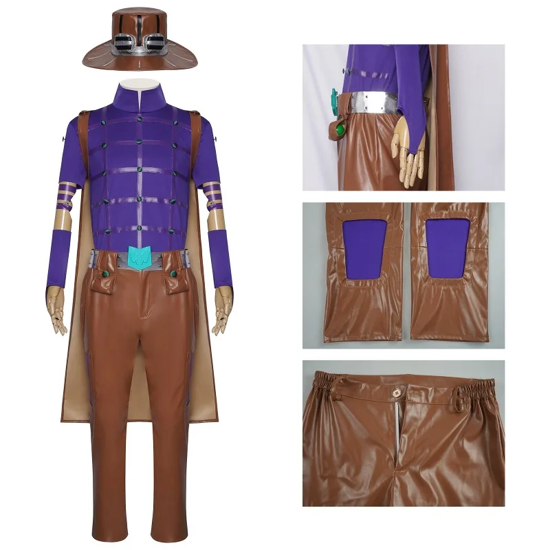 

Anime JoJo's Bizarre Adventure Gyro Zeppeli&Kira Yoshikage Cosplay Sets Lila Top Braune Hose Hut 2D Outfits für Cosplay Costume