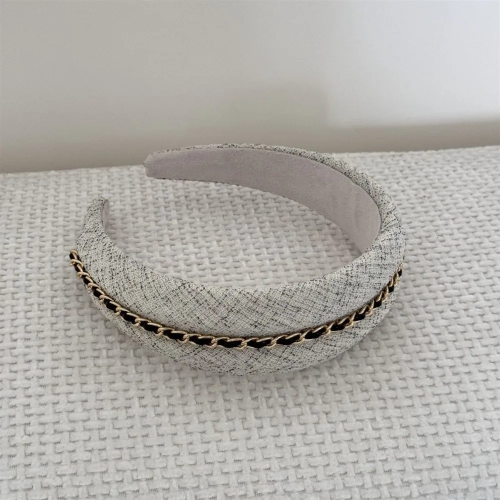 Fashion Non Slip Headbands for Women Spa Headband Wide-Brimmed Chain Hairbands Retro Comfortable Hair Band Hair Accessories