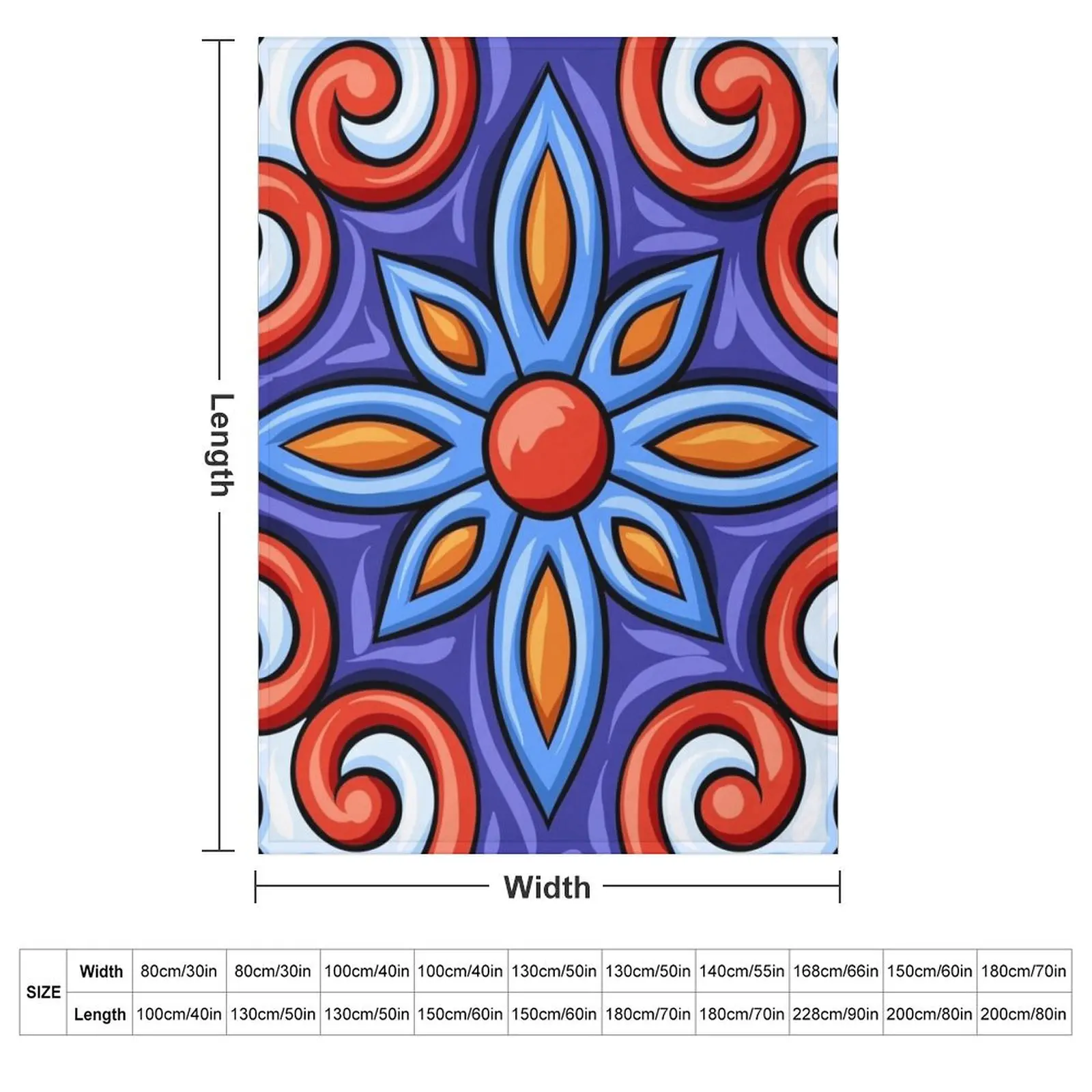 Latino Talavera Ceramic Tile Pattern Throw Blanket couch cozy soft plush fuzzy picnic outdoor blanket