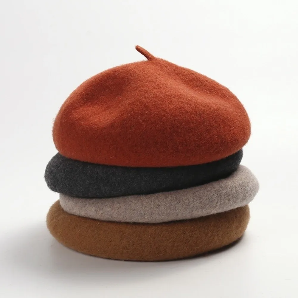 خمر سحابة المرأة الصوف القبعات الدفء أفخم البريطانية قبعة صغيرة الكورية نمط بلون الرسام قبعات الخريف