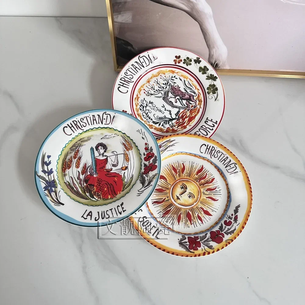 European Retro Personality Western Plate Dinner Creative Plate Ceramic Tableware Di Home Sun Series Cold Steak Plate