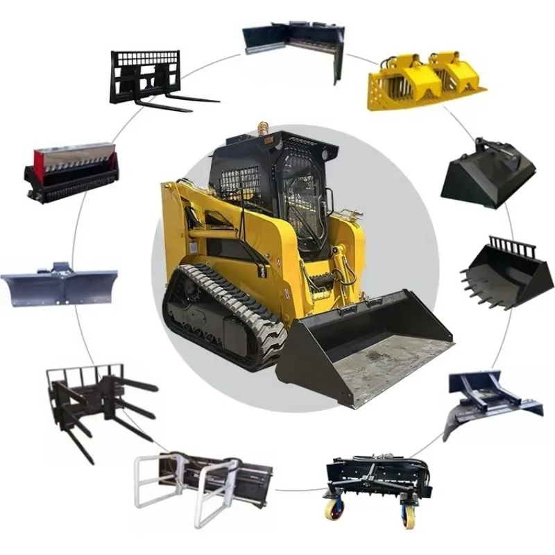 High Maneuverability Skid Steer Loader Small Turning Radius Farm Greenhouse Indoor Operation Hydraulic Compact Mini Loading