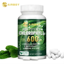 Chlorophyll Capsules 600mg - Healthy Detox, Supports Skin Health, Antioxidant, Non-GMO