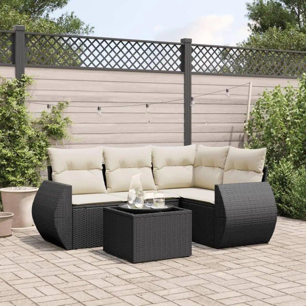 

Stylish Garden Sofa Set in Black and Cream White Comfortable Outdoor Seating for Patio Balcony and Backyard Decor