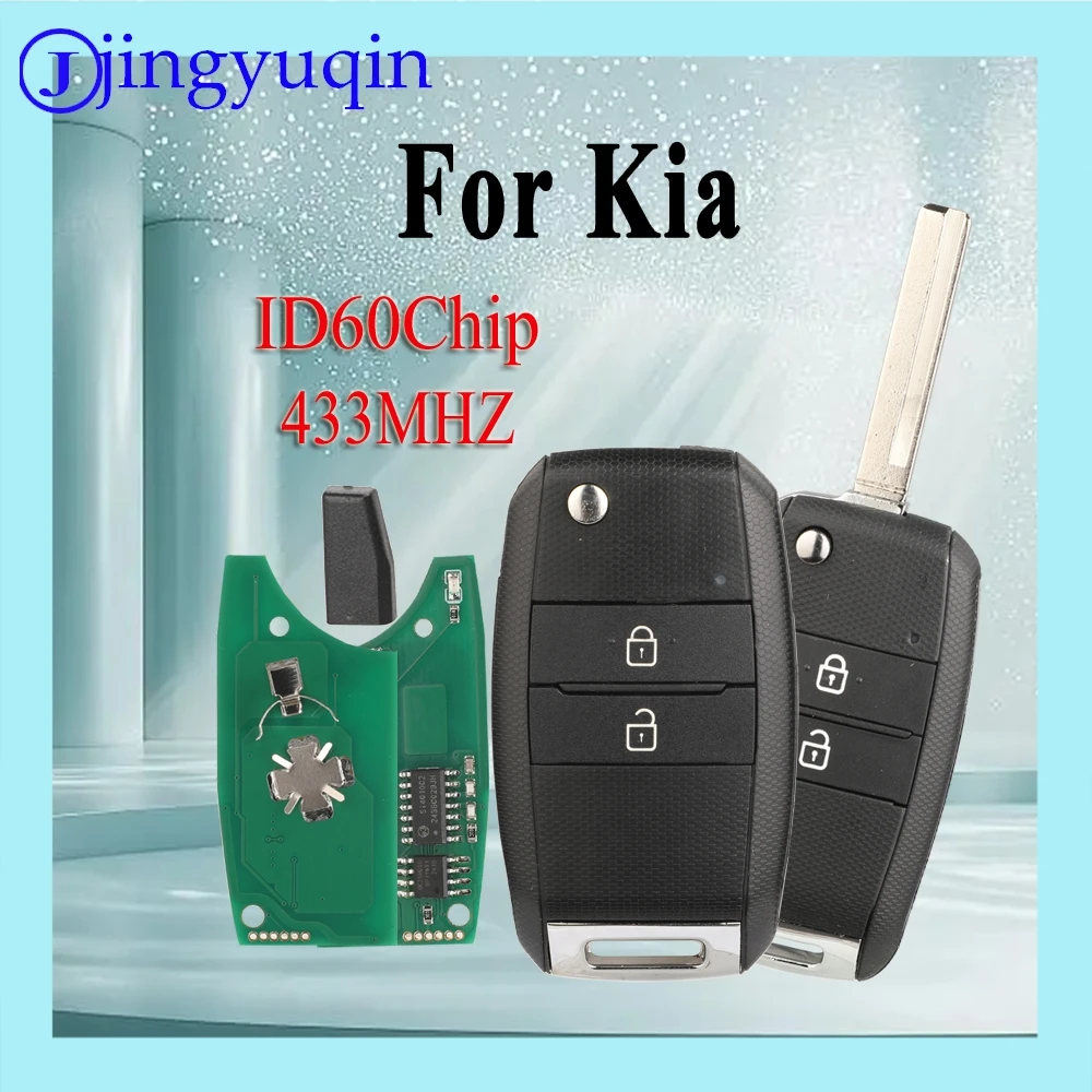 Jingyuqin 2 Tombol Kunci Lipat Mobil Remote Control Baru 434MHZ ID60Chip untuk Kia Picanto 2015 Model: DD2TX1307-TA 95430-H0500