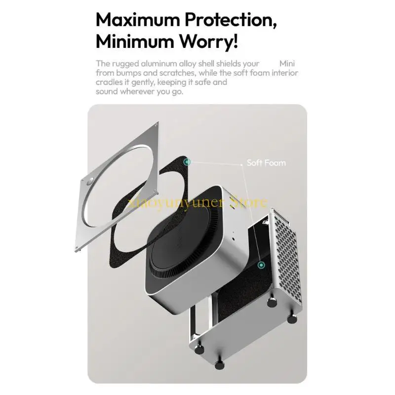 

Carry Case Bag High Hardness Aluminum Casting Shell for Mini Desktop Computer Duability and Cooling Construction P9JB