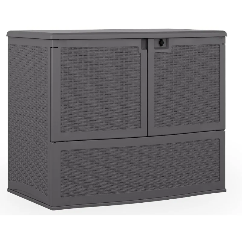 

Вертикальный ящик для палубы, ящик для хранения патио на 195 галлонов для мебельных подушек, инструментов для гриля и аксессуаров для бассейна, холодный серый цвет