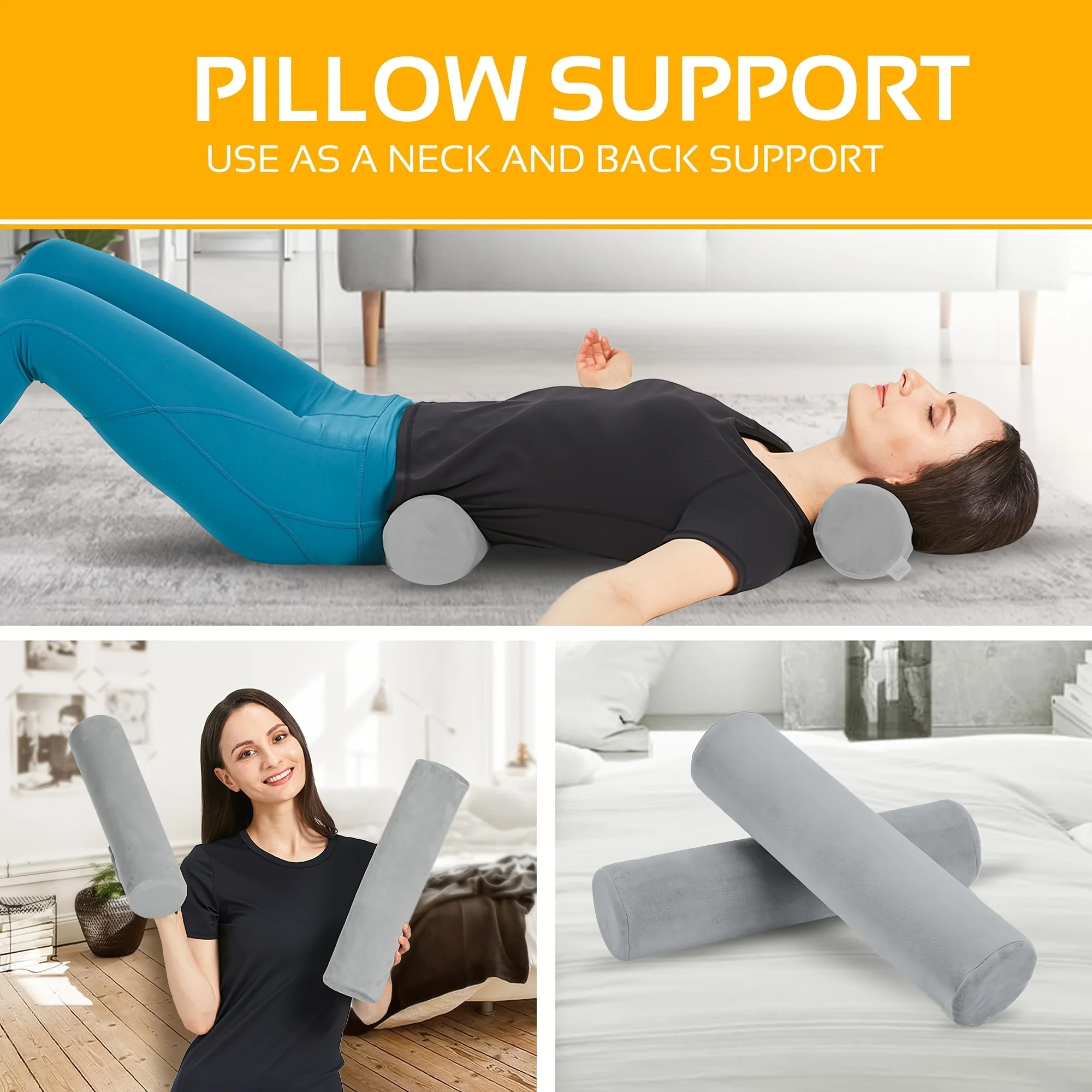 1pc Cervical Neck Roll Memory Foam Pillow, Bolster Pillow For Sleeping Bolster Pillow For Bed, Legs, Back And Yoga