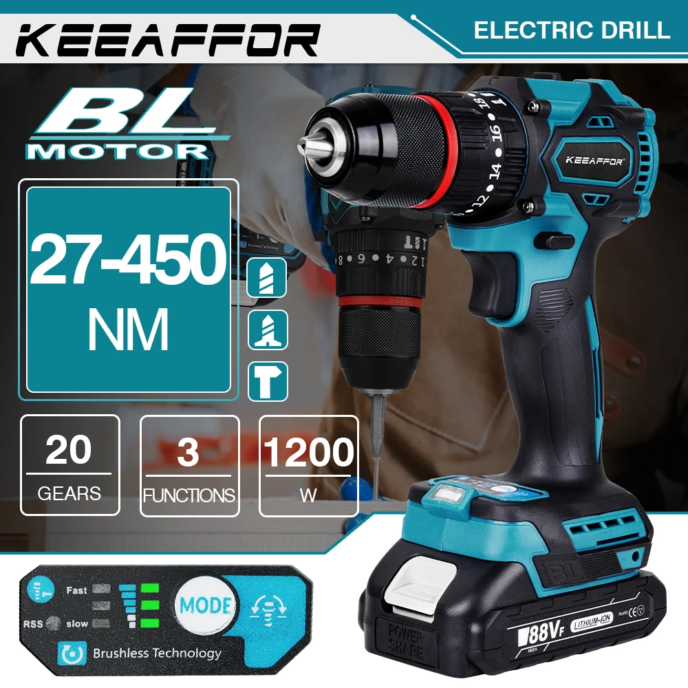 Ударная дрель, 1200 нм, Вт, 20 передач