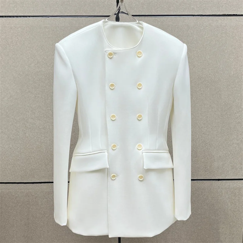 women's jacket New double breasted women's suit jacket for autumn 2026 Round neck slim fit women's coat women's blazer outerwear