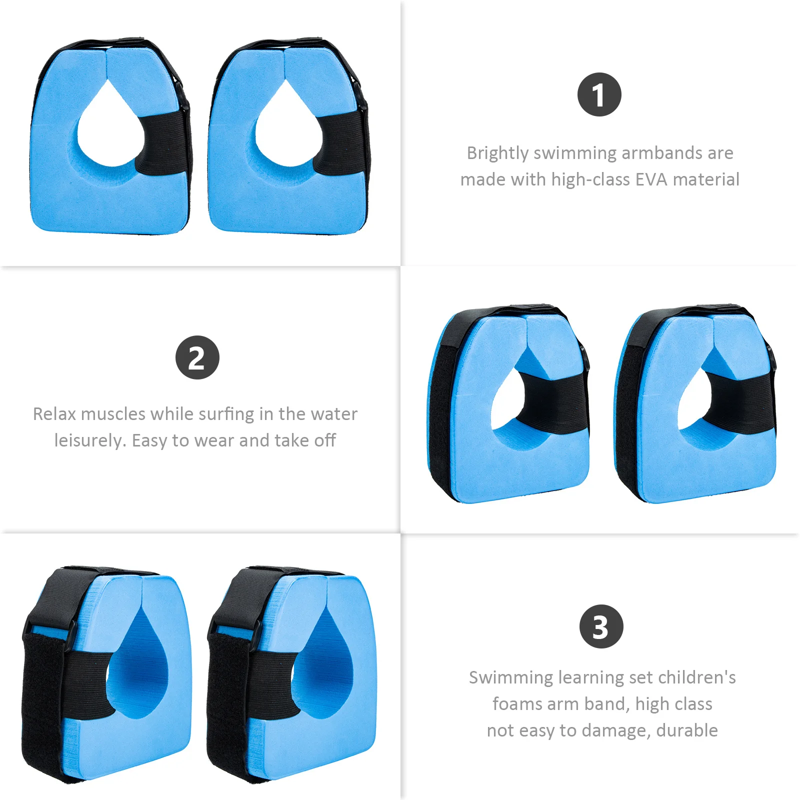 2Pcs Children Swim Eva Thickened Arm Floaties Kids Swim Training Accessory Summer Pool Beach Lake Supplies