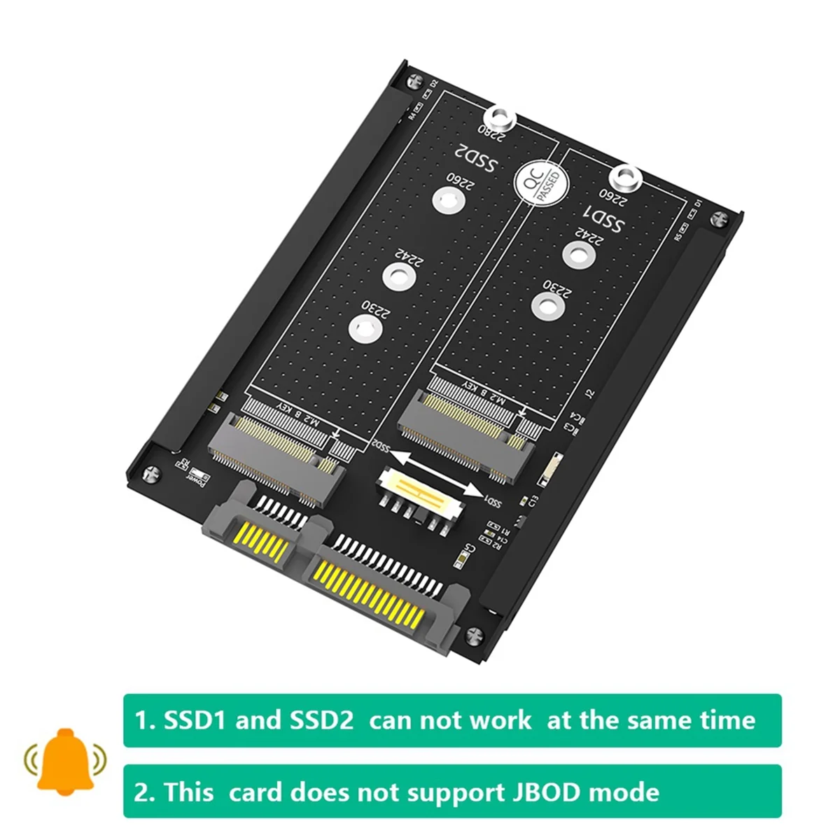 Dual M.2 B Key/B&M Key SSD to 2.5Inch SATA III Adapter with Frame Bracket - Retain MSATA SSD As 7mm 2.5Inch SATA