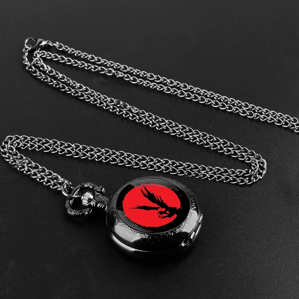 Delicate Gifts Quartz Pocket Watch Death Note Design Glass Dome Necklace Pendant for Mens Womens