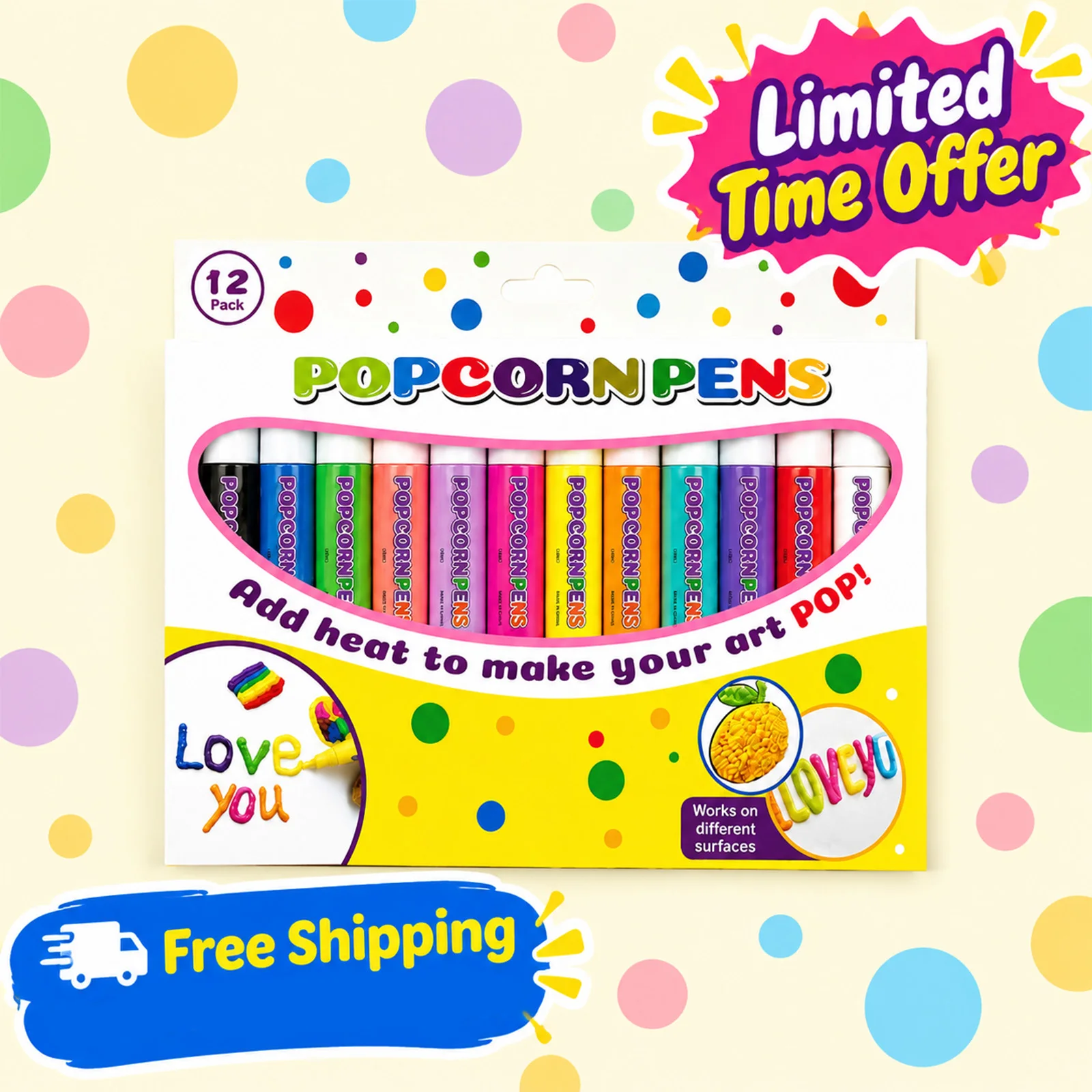 12 Colors Popcorn Pens Puffy Paint Pens 3D Art Markers Heat Activated Raised Texture for Paper DIY Craft Card Scrapbook Pens image 3