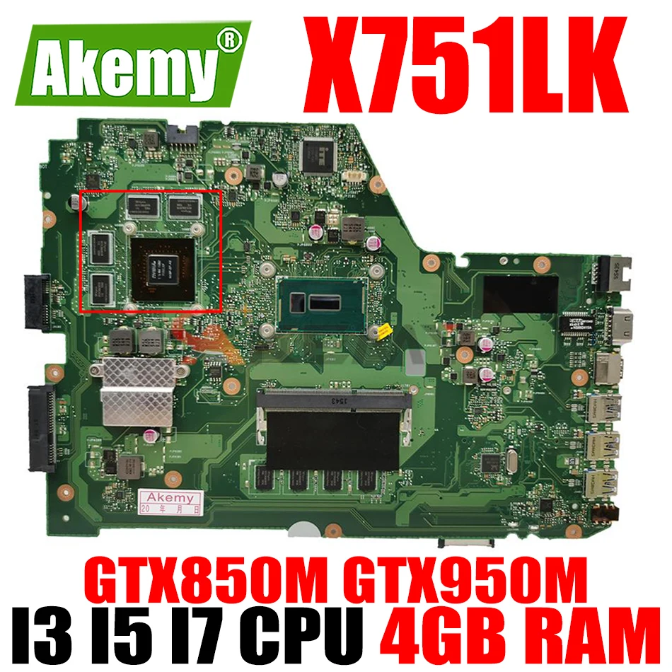 

Материнская плата для ASUS X751LKB X751LX A751L K751L F751L X751L i3 i5 i7 X751LK с A751LX K751LX F751LX K751LK F751LK 100% протестировано