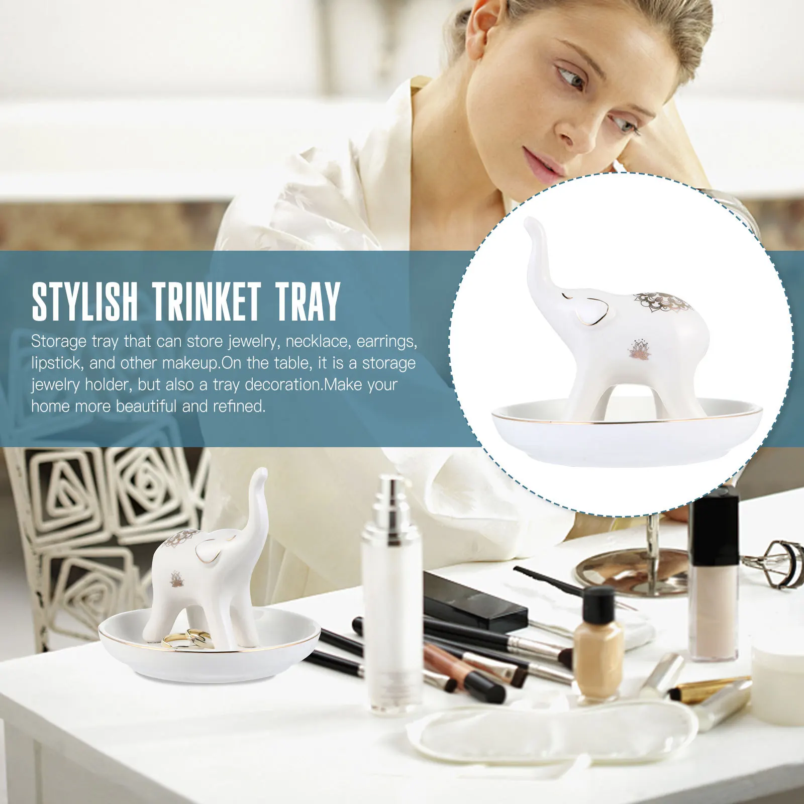 

1 шт. поднос для ювелирных изделий в виде слона, керамическая тарелка для хранения, кольцо, серьги, ожерелье, органайзер, настольный держатель для украшения, блюдо для ювелирных изделий