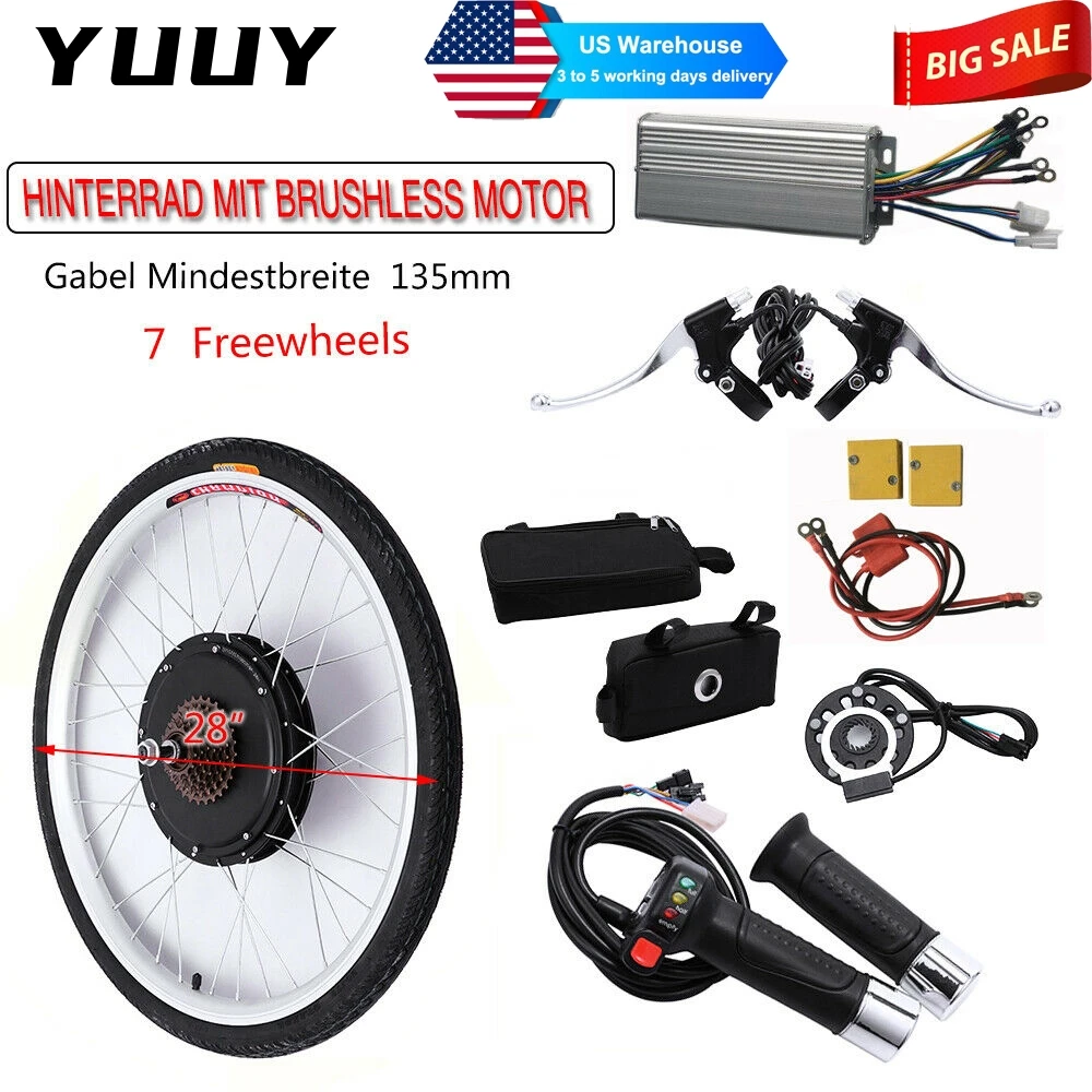 Electric Bicycle Rear Wheel Conversion Kit, E-Bike Motor Kit, 48V, 1000W, Cycling Accessories, 28 in