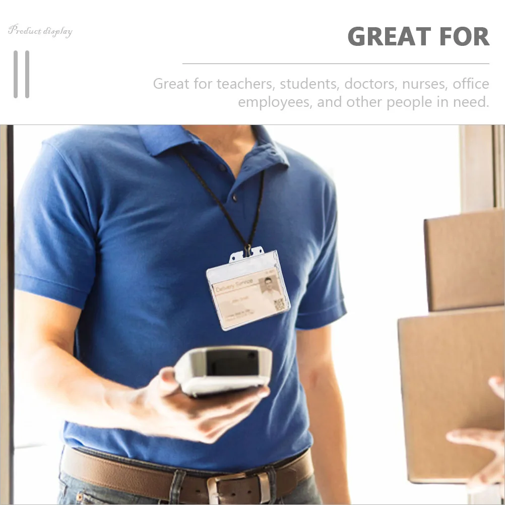 

3Pcs Horizontal Badge Holder Clear Card Sleeves Id Cards Protector Anti-Scratch Office Card Cover