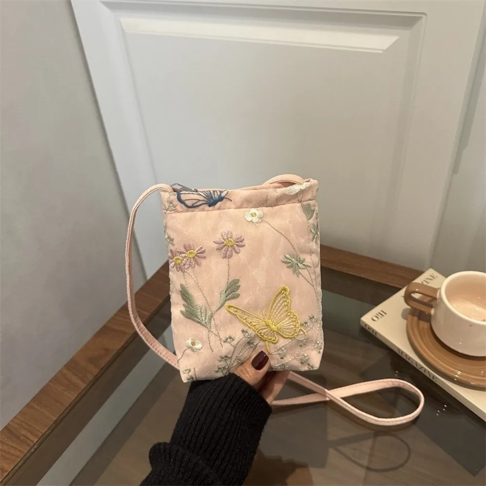 Fashion Elegant Chinese Style Shoulder Bag Butterflies Lightweight Crossbody Phone Bag Chic Polyester Mini Bag Vacation