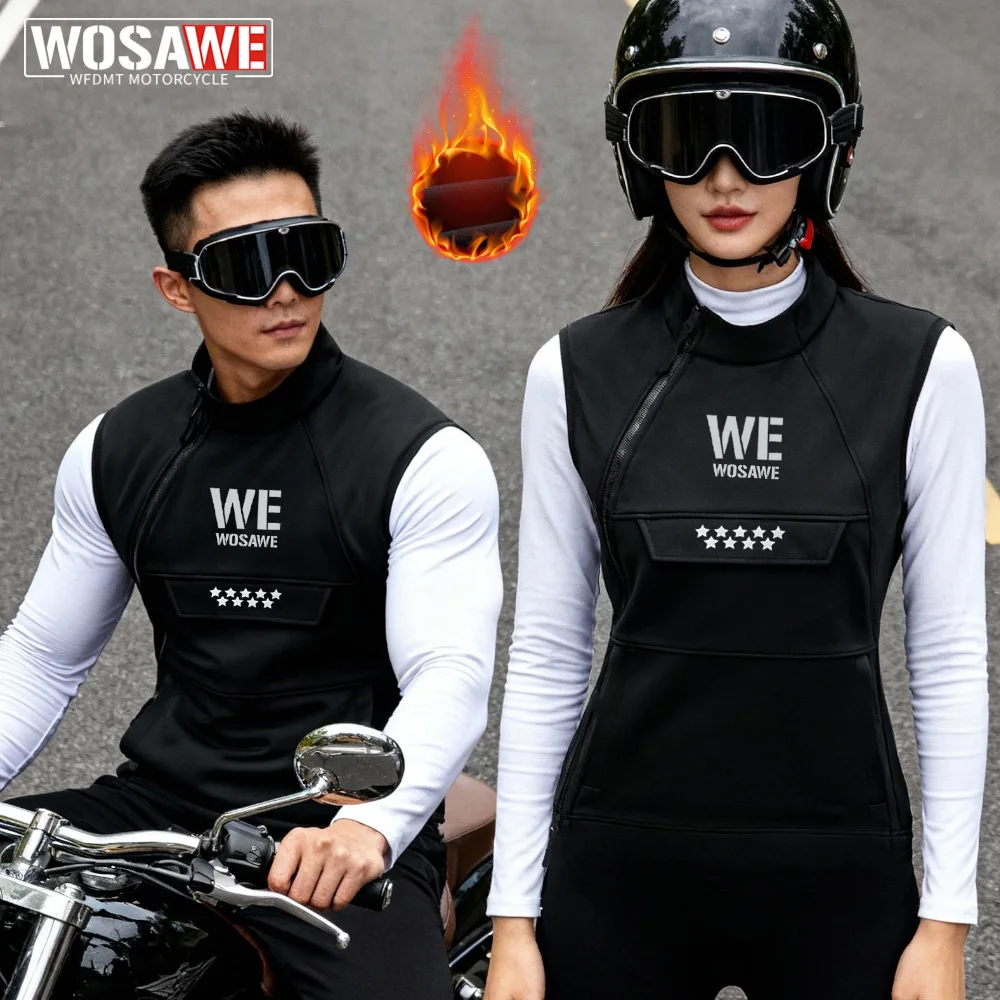 

WOSAWE Reflective Motorcycle Vest Bike Jacket Off Road Vest MTB Motocross Jacket Warm Moto Dirt Bike Vest Multiple Pockets Gilet
