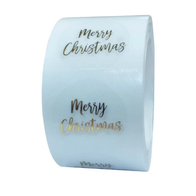 Pieces Round Adhesive Christmas Stickers Clear Merry Christmas Labels Stickers Small Business Packaging Box Stickers