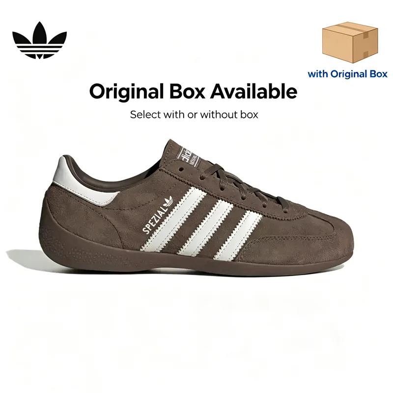Adidas Originals KI2208 Women Casual Sneakers Brown White Leather Lace‑Up Comfort Rubber Sole Retro Daily Shoes