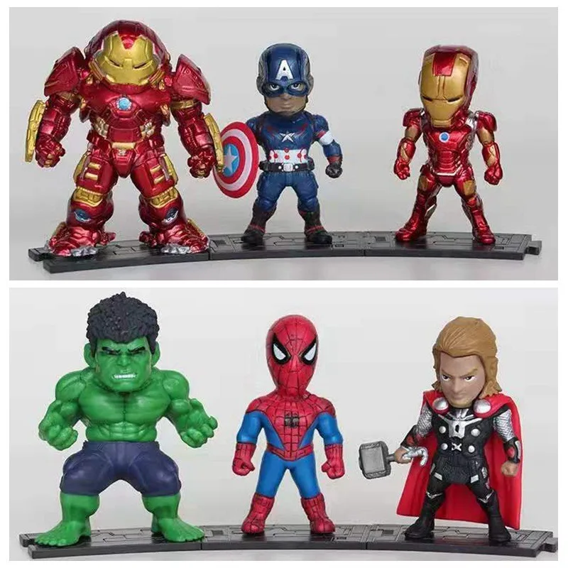 Cartoon Hero Doll Model Animation Peripheral Toys Iron Man Spider-Man Model Ornaments Children Boys Girls Adult Gifts