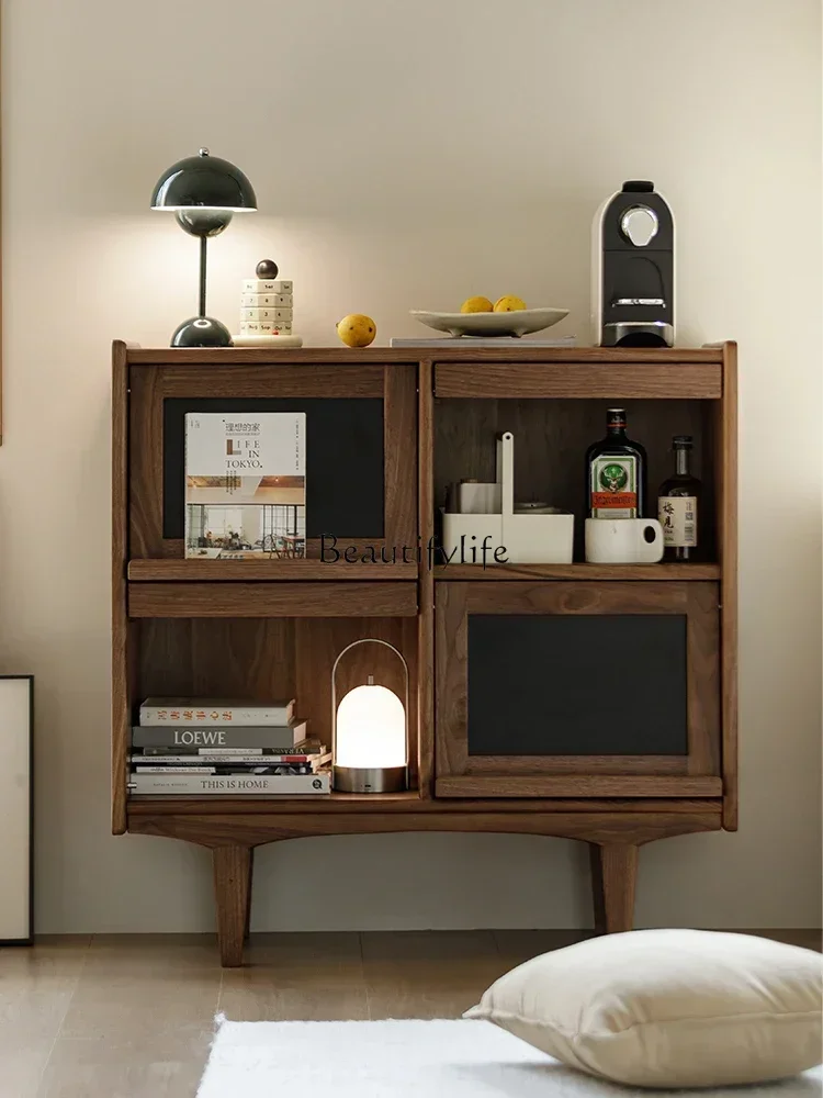 

2 yj15 Japanese Retro Small Side Cabinet Bookcase Living Room Entrance Storage Sideboard Cabinet