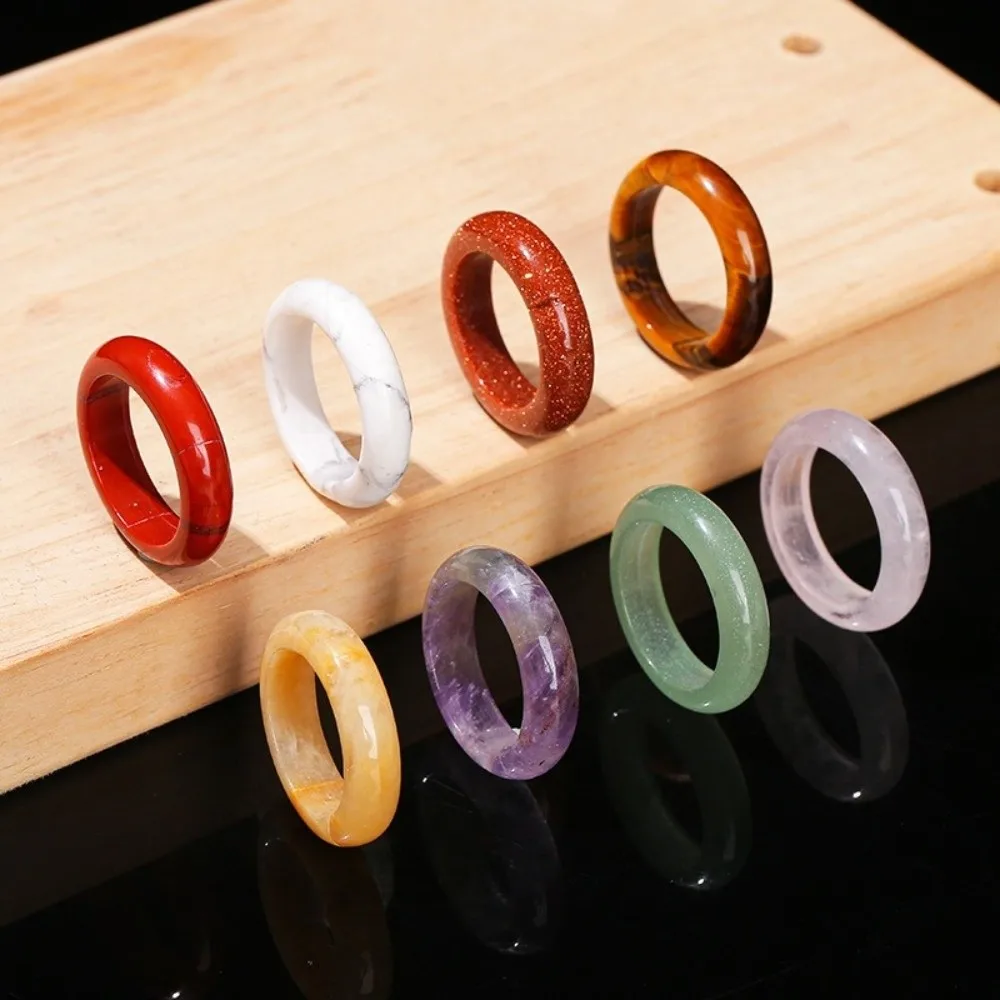 Persönlichkeit, elegante Ringe mit Kristallsteinen, natürliche Kristallsteine, solides Design, minimalistischer Ring, Obsidianstein, vielseitiger Schmuck für Damen. – Detail 11