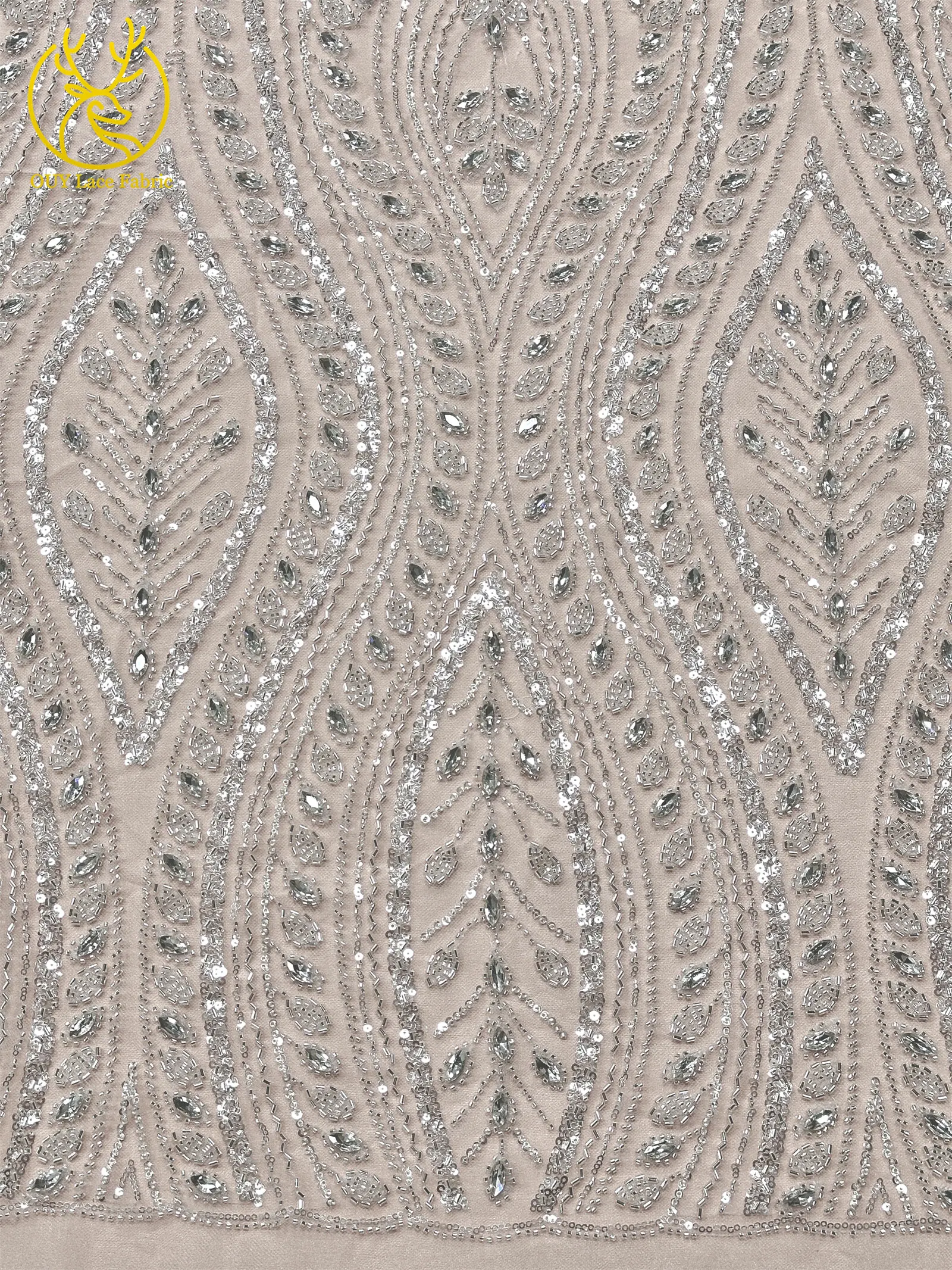 Nigerianischer handgefertigter Perlen-Diamant-Spitzenstoff, neuester 2026 eleganter afrikanischer Pailletten-Tüll-Spitzenstoff für Hochzeitskleider. – Detail 7
