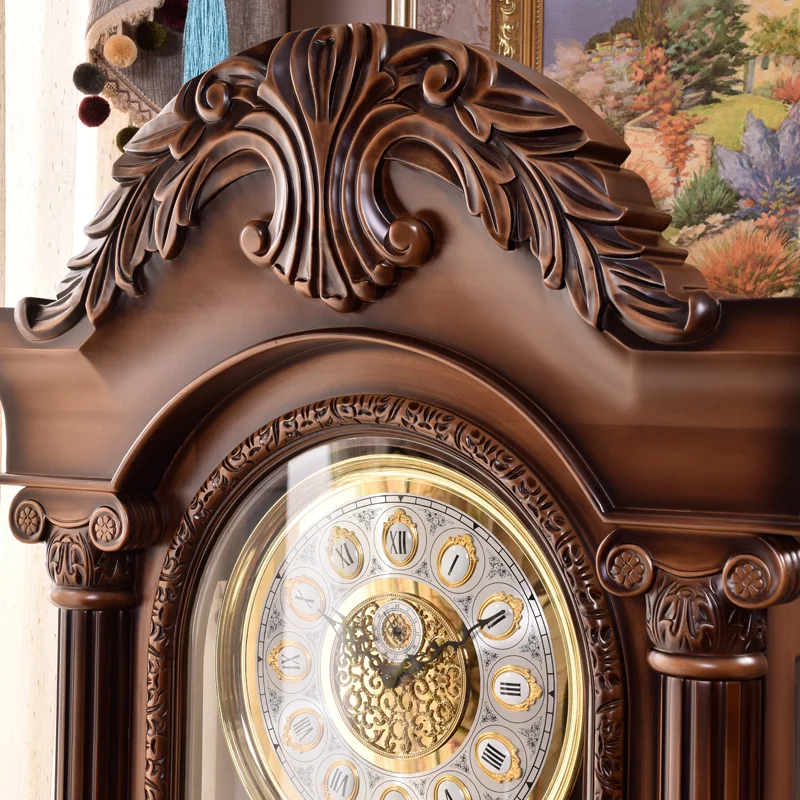 ساعة أرضية على الطراز الأوروبي فيلا عمودية لغرفة المعيشة على مدار الساعة الصينية الرجعية الأمريكية البندول الكلاسيكية