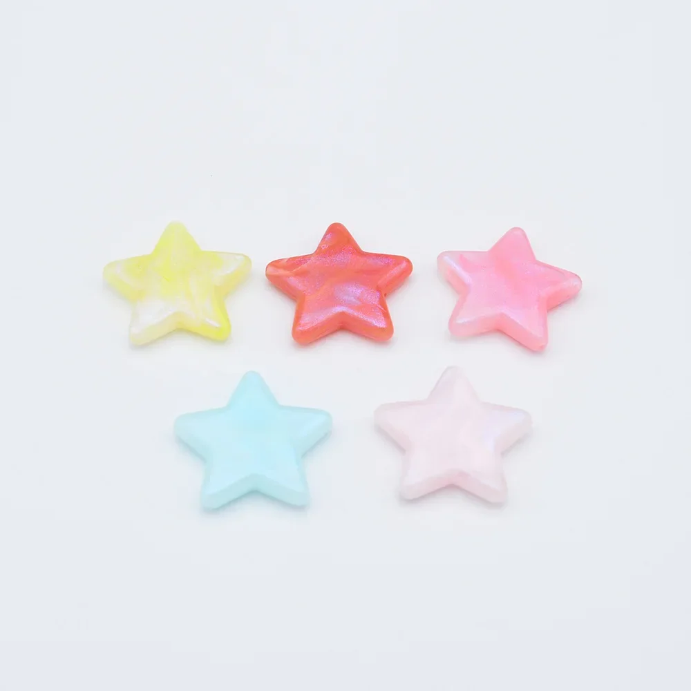 3 Pieces  39mm Flashing Blue Light  Star Acrylic Straight Hole Beads  DIY Charm Making Bracelet Necklace Accessories Materials