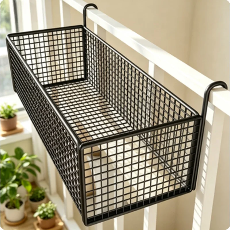 1Pc Iron Hanging Storage Basket Bedside Dorm Door Back Organizer Space Saving Under Bed Frame Storage Holder