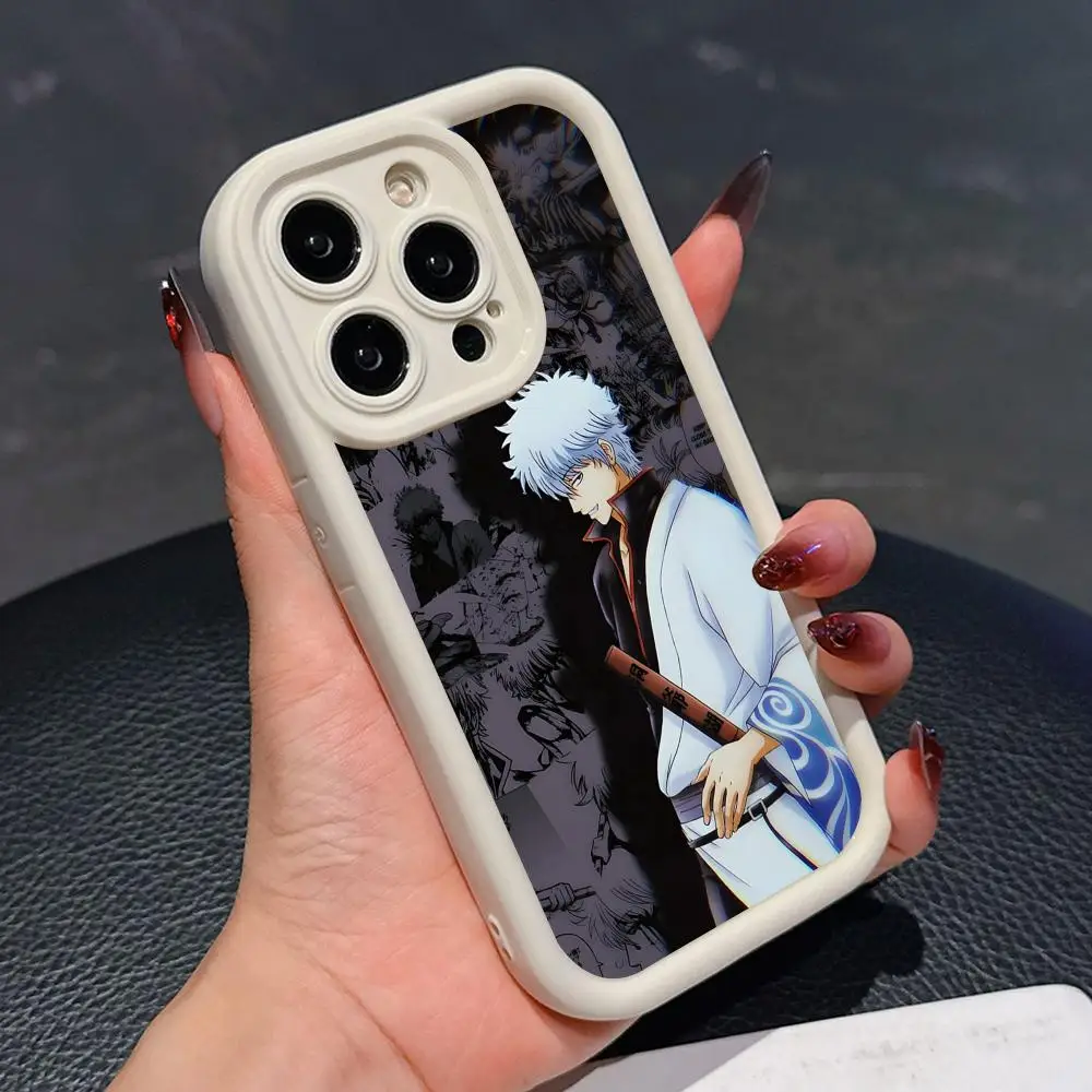 

Gintama Sakata Gintoki Phone Case for iPhone 17 16 15 14 13 12 11 Air Pro Max Plus White Soft TPU Shockproof Cover