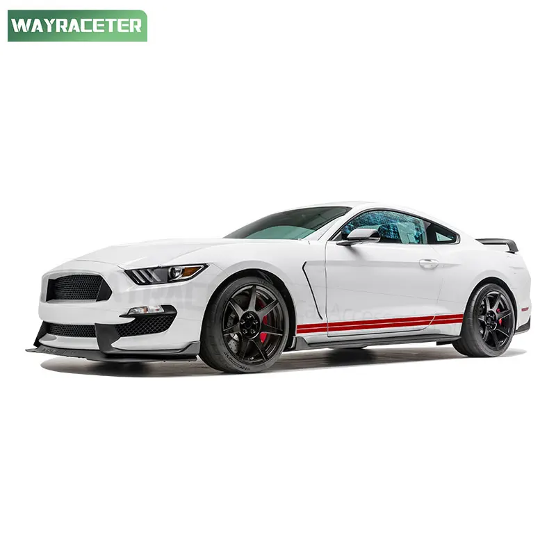 2 Pcs Racing Door Side Stripes Sticker Rocket Panel Carbon Fiber Vinyl Decal For Ford Mustang Shelby GT GT500 GT350 Accessories