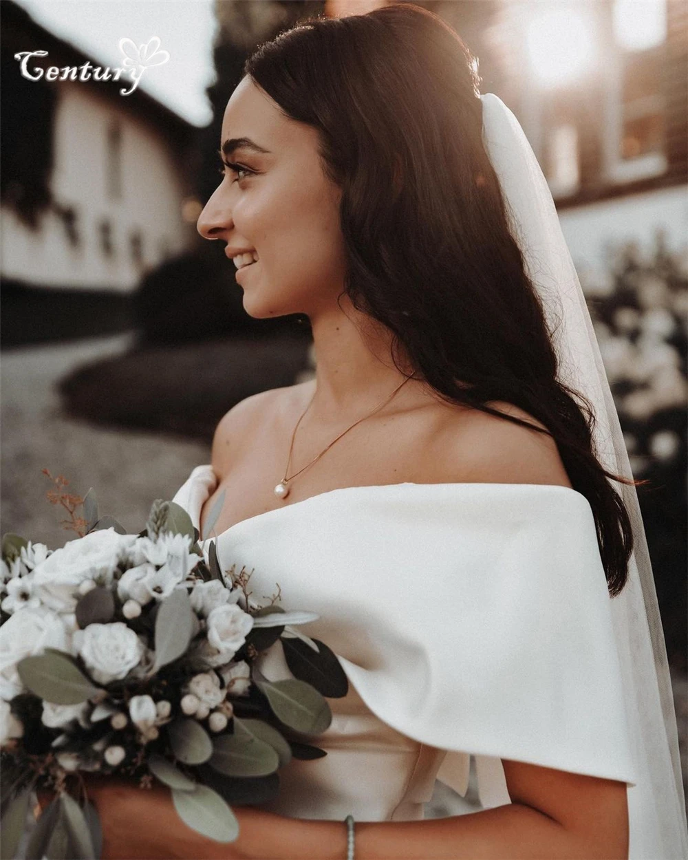 Off Shouder Wedding Dress Mermaid with Detachable Train Satin Simple Bride Dresses Rustic Bridal Gowns Customized