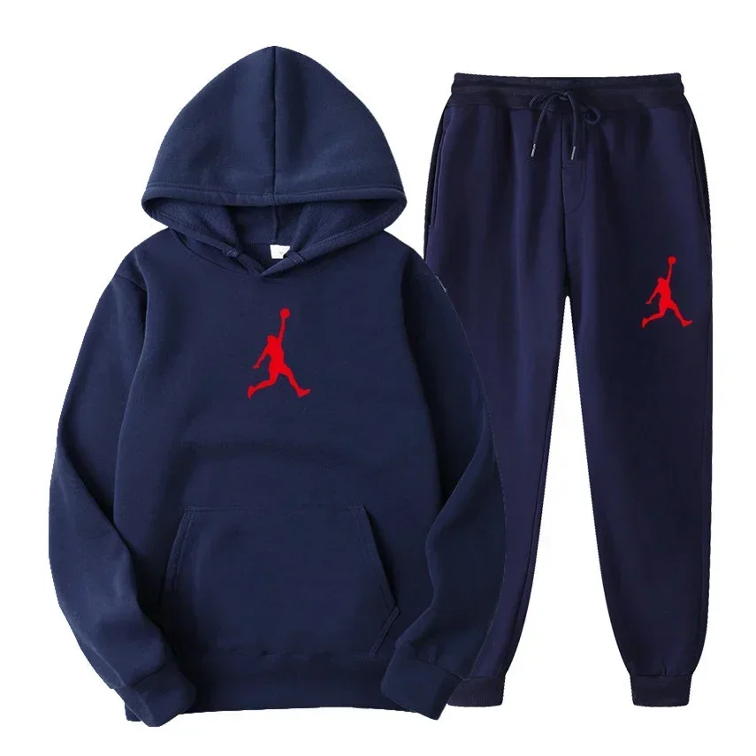

Fashion casual spring and autumn men's and women's hoodie + pants two-piece set, a new outdoor basketball men's
